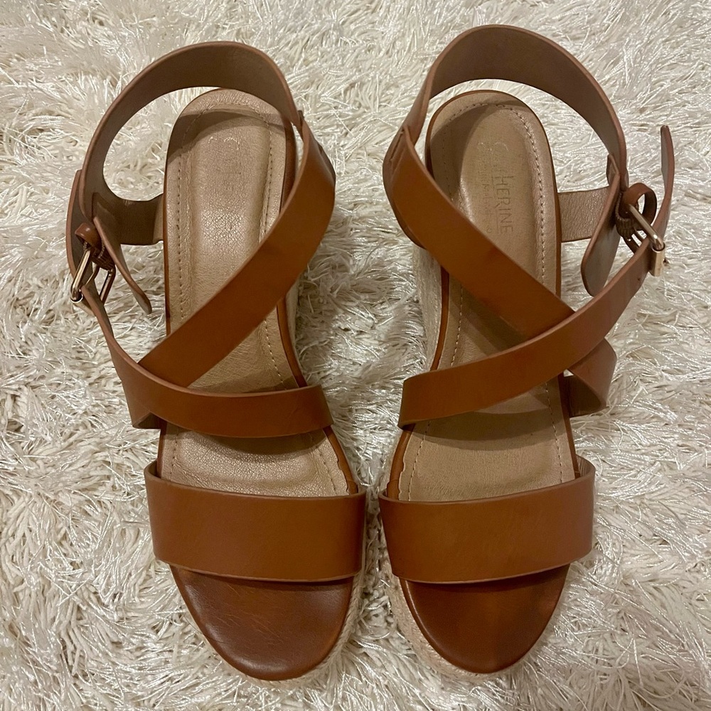 Brown Wedge Sandals 8 1/2